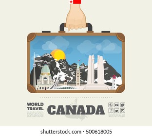 Hand carrying canada Landmark Global Travel And Journey Infographic Bag. Vector Design Template.vector/illustration
