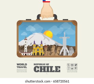 Hand carrying chile Landmark Global Travel And Journey Infographic Bag. Vector Design Template.vector/illustration