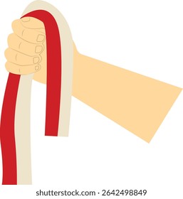 Hand Carrying Indonesian Flag. Vector Illustration in Flat Design