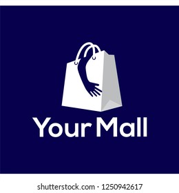 hand carrying a shopping bag logo vector