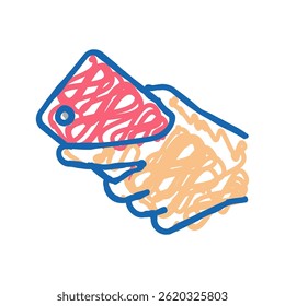 hand carrying smartphone doodle icon sketch vector. hand carrying smartphone sign. isolated symbol illustration