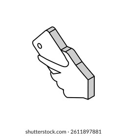 hand carrying smartphone isometric icon vector. hand carrying smartphone sign. isolated symbol illustration