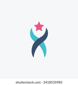 Hand carrying star logo, victory trophy design template element