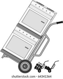 The hand cart with a cargo freight