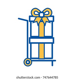 hand cart delivery with gift boxes shopping