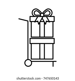hand cart delivery with gift boxes shopping
