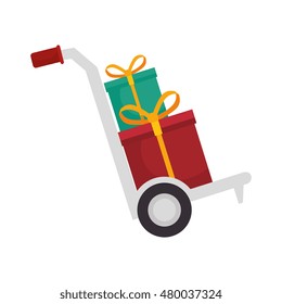 hand cart with gift boxes
