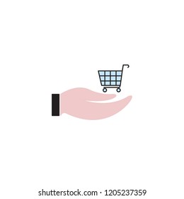 hand and cart icon template design