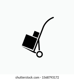 Hand Cart Icon. Trolley, Delivery Symbol for Design, Presentation, Website or Apps Elements - Vector. Logo Template.