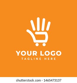 hand with cart logo template