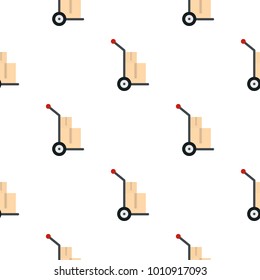 Hand cart with two cardboard boxes pattern seamless flat style for web vector illustration