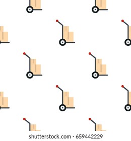 Hand cart with two cardboard boxes pattern seamless flat style for web vector illustration