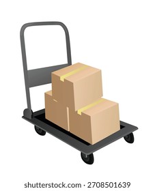 Carrito de mano para almacén. Vector	
