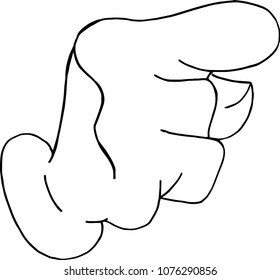 The hand of a cartoon character indicating to the right - Vector