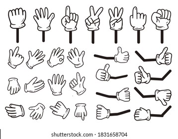 Hand cartoon collection set with finger vector