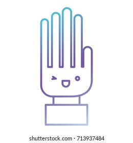 hand cartoon kawaii in color gradient silhouette from purple to blue vector illustration