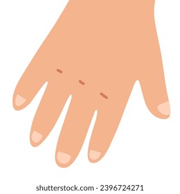 Hand in cartoon style isolated on white background. Fingers vector illustration. Learning body parts for kids