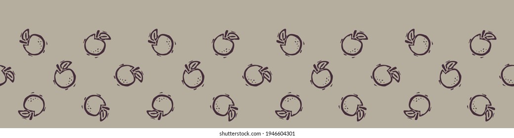 Hand carved block print orange seamless pattern. Rustic naive folk silhouette illustration background. Modern scandi or Indian style decorative illustration . Ethnic textiles, all over design. 