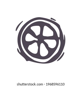 Dibujo gráfico del icono de la hojalata de la hojalata de la flor de la hojalata. Elemento de diseño de ilustración folclórica. Locuta decorativa moderna de boho. Tonos naturales entrecortados. Motif vectorial rústico aislado. 