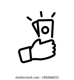 Hand cash icon, Line Vector graphics