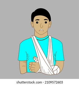 hand in a cast or bandage. vector illustration