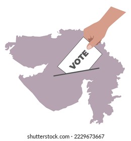 Votación de mano para las elecciones de Gujarat, estado de India