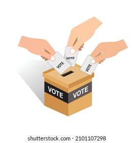 Hand casting vote, India election voting concept, ballot box for India election