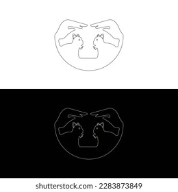 Hand cat animal vector logo template design 