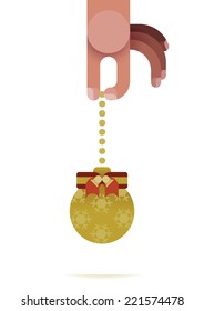 Hand catch a Christmas ornaments  by Christmas concept vector