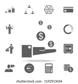 the hand catches money icon. Finance icons universal set for web and mobile