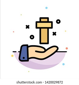 Hand, Celebration, Christian, Cross, Easter Abstract Flat Color Icon Template
