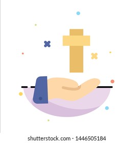 Hand, Celebration, Christian, Cross, Easter Abstract Flat Color Icon Template