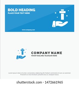 Hand, Celebration, Christian, Cross, Easter SOlid Icon Website Banner and Business Logo Template