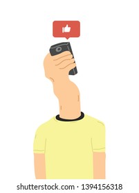 Hand with cell phone and likes