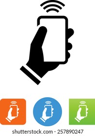 Hand With Cell Phone Signal Icon