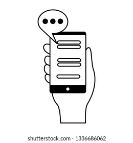 hand with cellphone chat