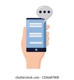 hand with cellphone chat