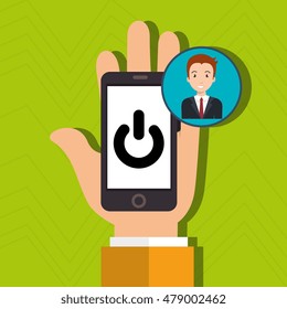 hand cellphone man icon