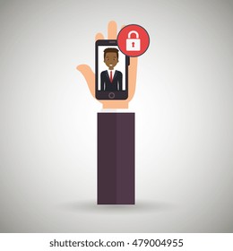 hand cellphone man icon
