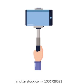 hand with cellphone in stick