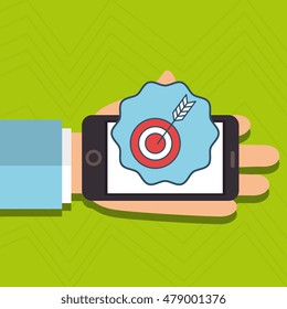 hand cellphone target arrow