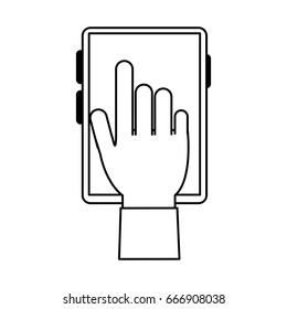 hand and cellphone vector illustration design 