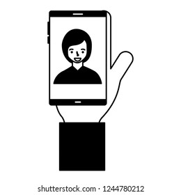 hand with cellphone woman photo