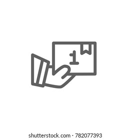 Hand with certificate thin icon vector