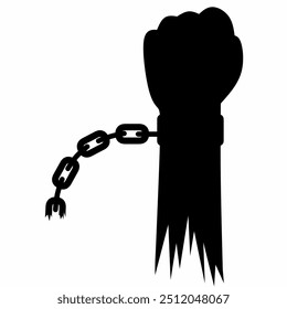 Una mano con una cadena alrededor. Concepto de opresión y cautividad. Adecuado para el símbolo de justicia social, icono de activismo, expresión de igualdad, símbolo de libertad