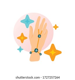 Hand with Chain Bracelet icon vector illustration, Chain Bracelet icon. Jewelry and accessory.