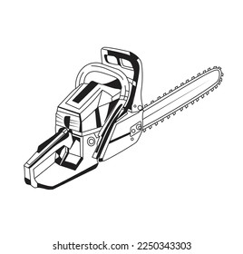 hand chain saw  home tools equipment vector silhouette illustration 