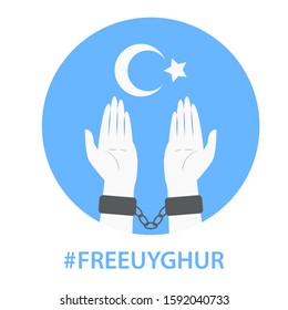 hand chained a symbol of discrimination experienced by Uyghur Muslims in China -Vector