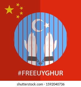 Hand Chained A Symbol Of Discrimination Experienced By Uyghur Muslims In China -Vector