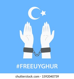 Hand Chained A Symbol Of Discrimination Experienced By Uyghur Muslims In China -Vector